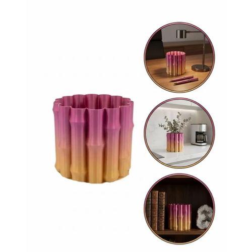 Modern 3d Baskı Mor Sarı Vazo Ev Ofis Dekorasyon Şık Tasarım