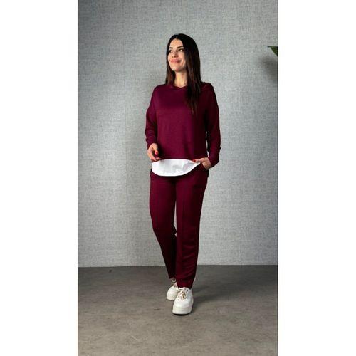 Kadın Uzun Kollu Kapşonlu Bağcıklı Viskon Iki Iplik Bluz Ve Pantolon Ikili Takım