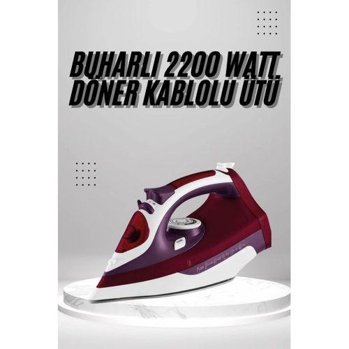 Seramik Tabanlı Kırmızı 2200 Watt Şok Buharlı Ütü