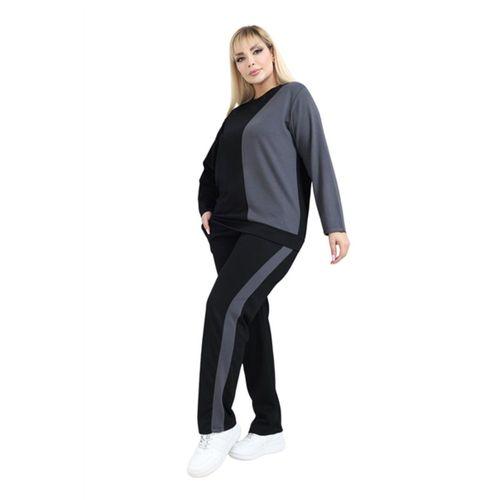 Melsay Butik Siyah Füme Renk Bloklu Modal Kadın Eşofman Takımı