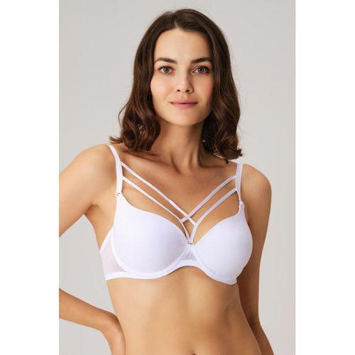 Balenli Desteksiz Dolgusuz Askıları Çıkabilen Yaka Detaylı T-shirt Sütyeni