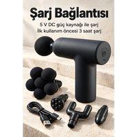 El Tipi Masaj Tabancası Top Başlıklı Siyah Gövde