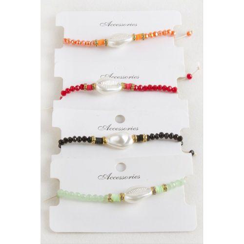 İnci Fimo Boncuk Kristal Makrome İp Bileklik