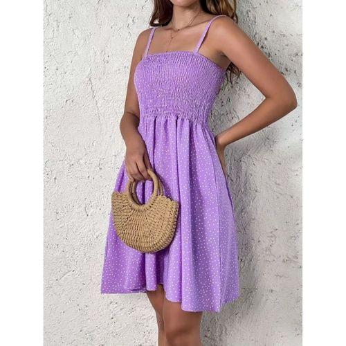 Kadın Ip Askılı Gipeli Desenli Kısa Süprem Elbise