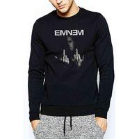 Eminem Middle Finger Baskılı Siyah Erkek Sweatshirt