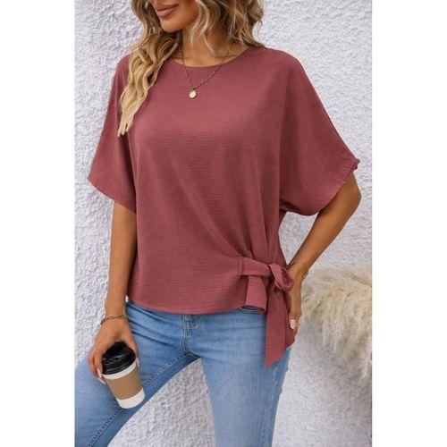 Kadın Kısa Kollu Bisiklet Yaka Yandan Bağcıklı Aerobin Bluz