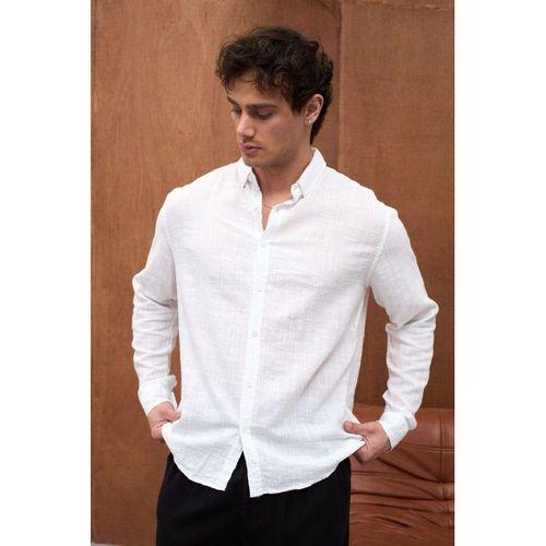 Bien Pamuk Keten Erkek Gömlek - Ekru