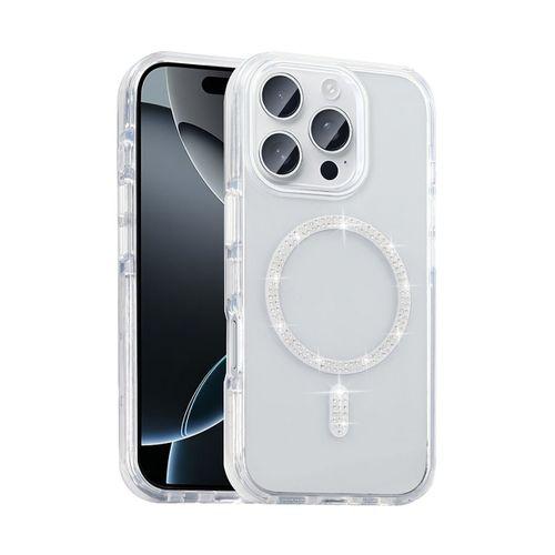 Apple iPhone 15 Pro Max Kılıf Taşlı Tasarım M-safe Şarj Özellikli Zore Koment Silikon Kapak