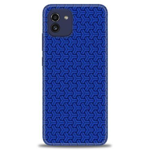 Samsung Galaxy A03 Kılıf HD Baskılı Kılıf - Mavi Örüntü + Tam Ekran Koruyucu
