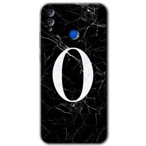 Honor 8x HD Baskılı Kılıf + 9D Tam Ekran Koruyucu - Siyah Mermer Desenli O Harfi