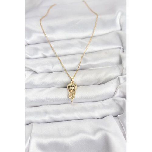 316L Çelik Zincir Gold Renk Deniz Anası Model Zirkon Taşlı Kadın Kolye