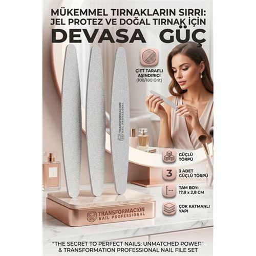 3'lü Profesyonel Tırnak Törpüsü 100/180 Grit Kalıcı Oje Protez Tırnak Törpüsü 718789