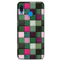 Samsung Galaxy A30 Kılıf Patchwork (34) Slim Armor Kılıf Yeşil Fuşya