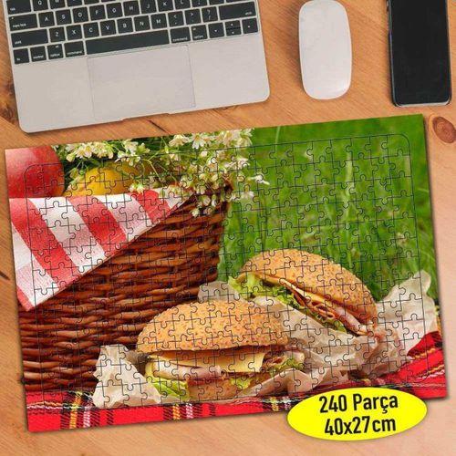 Yeşil Çimenler Üstünde Piknik Sepeti 240 Parça Puzzle Yapboz-113