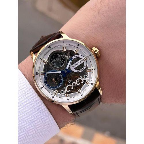 Daniel Klein Deri Kordon Otomatik Mekanizma Metap Ve Güneş Kadranlı Erkek Kol Saati+Bileklik 14013.5