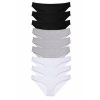 9 adet Süper Eko Set Likralı Kadın Slip Külot Siyah Gri Beyaz