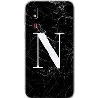Potkal Hediye Fabrikası Samsung Galaxy A2 Core Kılıf HD Desen Baskılı Arka Kapak - Siyah Mermer Desenli N Harfi