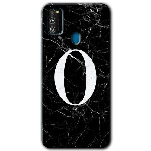 Potkal Hediye Fabrikası Samsung Galaxy M30s HD Baskılı Kılıf + 9D Tam Ekran Koruyucu - Siyah Mermer Desenli O Harfi
