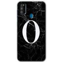 Potkal Hediye Fabrikası Samsung Galaxy M30s HD Baskılı Kılıf + 9D Tam Ekran Koruyucu - Siyah Mermer Desenli O Harfi