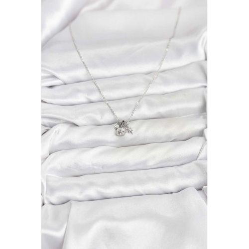 Pirinç Gümüş Renk Minimal Charmlı Kadın Kolye
