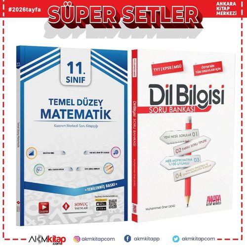 Sonuç Yayınları 11. Sınıf Temel Düzey Matematik Tek Kitap ve AKM Dil Bilgisi Soru Bankası Seti 2 Kitap