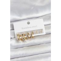 316L Çelik Gold Renk Kadın Küpe Seti