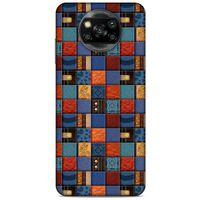 Xiaomi Redmi Poco X3 Kılıf Patchwork (16) Kalın Kılıf Turuncu Mavi