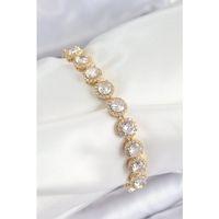 Pirinç Zirkon Taşlı Daire Baget Model Gold Renk VIP Seri Kadın Bileklik