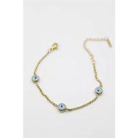 Nazarlı Zincir Çelik Bileklik - Altın