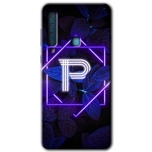 Galaxy A9 2018 Kılıf HD Desen Baskılı Arka Kapak - Dark Neon Yaprak P Harfi + Kırılmaz Cam