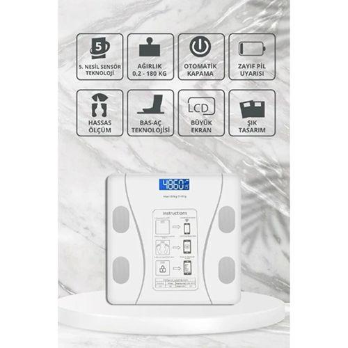 Beyaz Renk Bluetooth Özellikli Akıllı Tartı