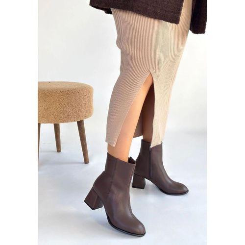 Tendy Kahverengi Cilt Topuklu Bot