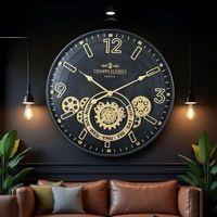 Çarklı Duvar Saati Altın Rengi Detaylı 59 Cm