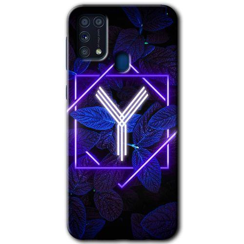 Samsung Galaxy M31 Kılıf Kapak - Dark Neon Yaprak Y Harfi +Hayalet Ekran Yandan Gözükmez