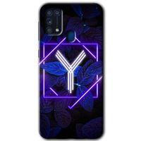 Samsung Galaxy M31 Kılıf Kapak - Dark Neon Yaprak Y Harfi +Hayalet Ekran Yandan Gözükmez