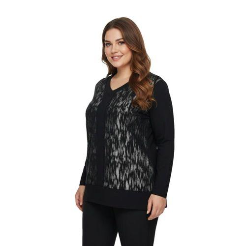 Kadın Siyah V Yaka Taşlı Bluz BGL-ST05148