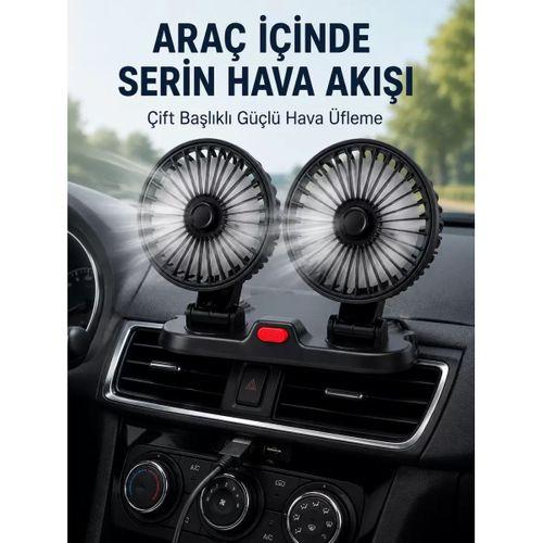 Ayarlanabilir Çift Başlıklı Sessiz Araç İçi Vantilatör