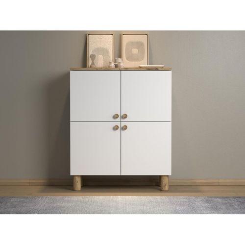 Nora Bohem Konsol Ayakkabılık Çok Amaçlı Dolap Mutfak Dolabı 90 Cm 4 Kapaklı  Atlantik Çam / Beyaz