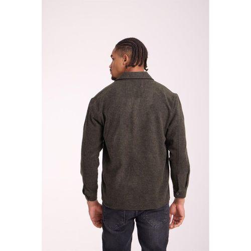 Frankel Kaşe Kumaş Tek Cepli Relaxed Fit Erkek Gömlek - Haki
