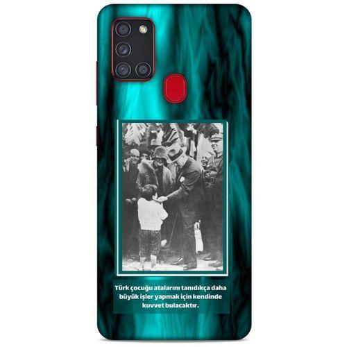 Samsung Galaxy A21s Kılıf Atatürk (9) Kılıf Turkuaz