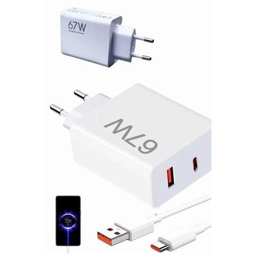 Hızlı Şarj Aleti Adaptörü Kablo Seti 67w Uzun Ömürlü Beyaz