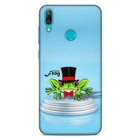 Huawei Y7 Prime 2019 Kılıf FunnyMaX (7) Telefon Kılıfı Açık Mavi Kurbağa