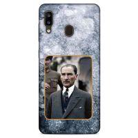 Samsung Galaxy A20 Kılıf Atatürk (32) Soft Silikon Kılıf Gri Buzul