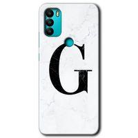MRCİLETİSİM MRCİLETİSİM General Mobile GM 21 Plus Kılıf HD Desen Baskı Arka Kapak+Temperli Cam-Beyaz Mermer Desenli G Harfi
