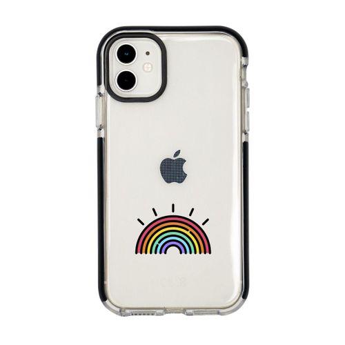 iPhone 12 Mini Gökkuşağı Desenli Candy Bumper Silikonlu Telefon Kılıfı