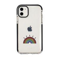 iPhone 12 Mini Gökkuşağı Desenli Candy Bumper Silikonlu Telefon Kılıfı