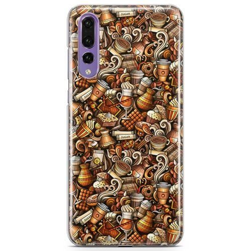 Huawei P20 Pro Kılıf Kahve Dünyası Doodle Arka Kapak Koruma Desenli Full Koruyucu