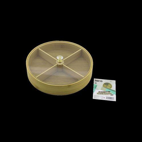Bambu 4 Bölmeli Kapaklı Servis Sunum Kutusu 22 cm