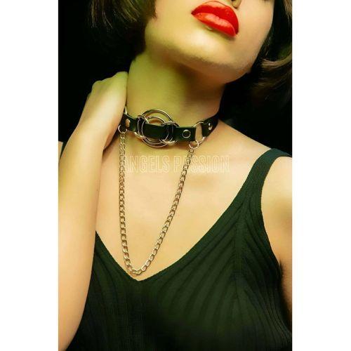Deri Choker, Deri Tasma, Zincirli Deri Kolye, Halkalı Deri Kolye