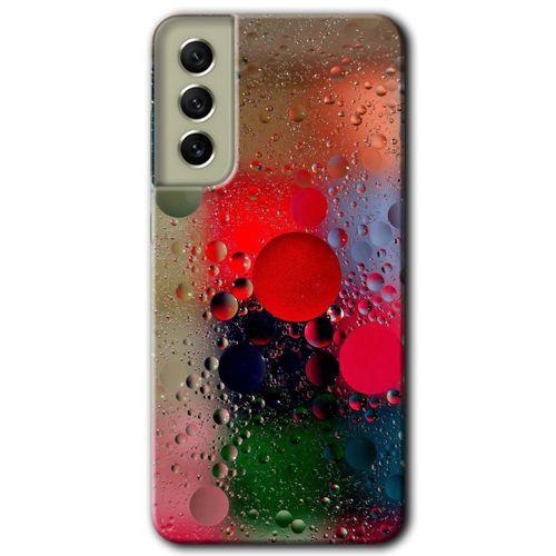 MRCİLETİSİM Samsung Galaxy S21 FE Kılıf HD Desen Baskılı Arka Kapak + Temperli Cam - Wet Bubbles